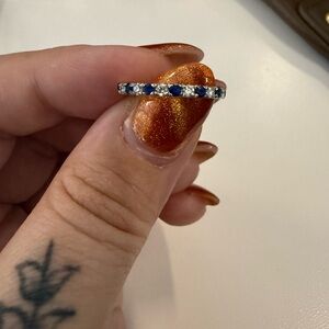 Natural diamond and natural Sapphire white gold 14kt band